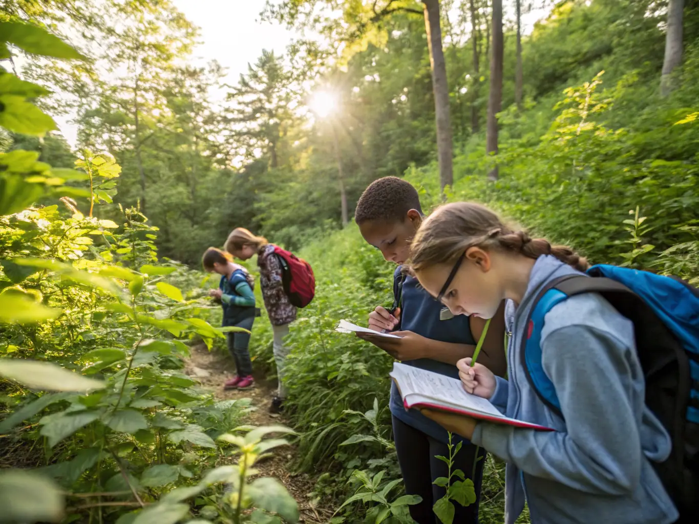 Local schoolchildren participating in an ACCA-led nature walk, learning about local flora and fauna and the importance of conservation efforts in preserving their natural environment.