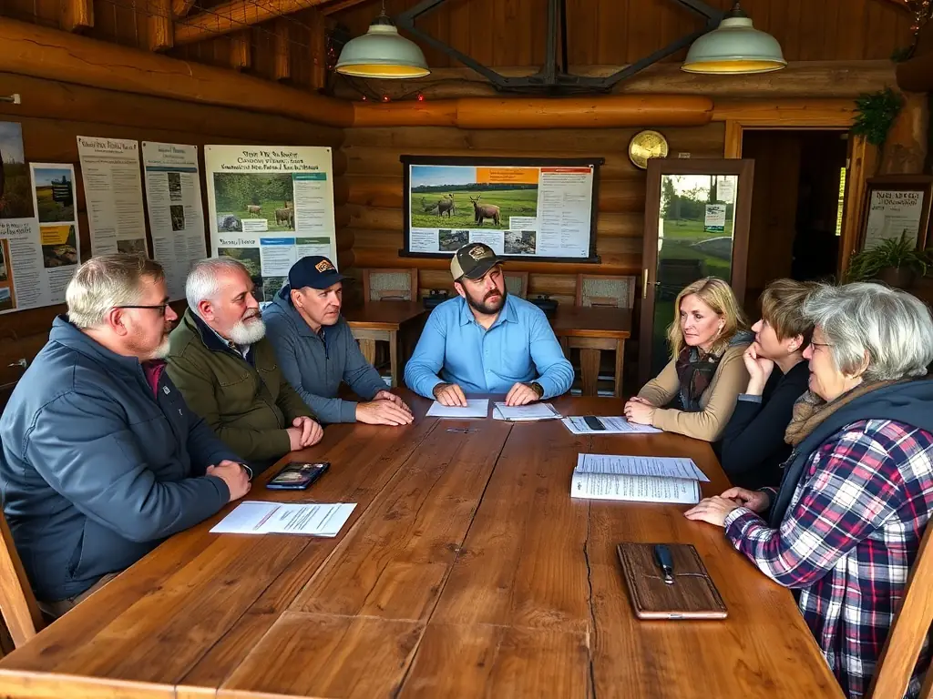 A photograph of ACCA members leading an educational workshop on sustainable hunting practices, demonstrating responsible techniques and ethical considerations to promote wildlife conservation.